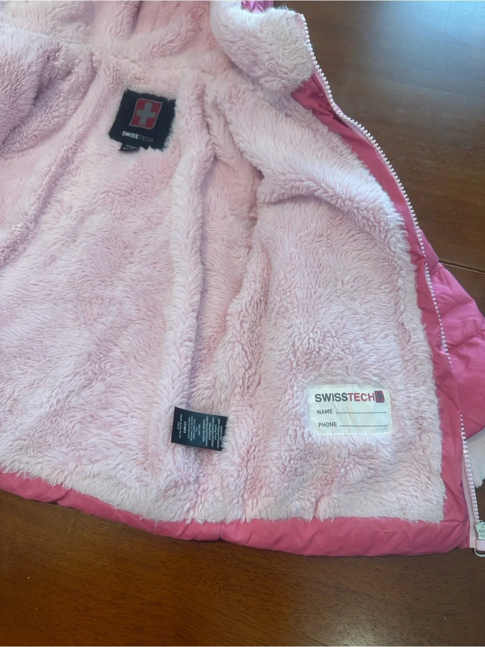 Pink Hooded Puffer Jacket with Sherpa Lining Size 3T
